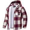 imageG Gradual Mens Flannel Jacket Fleece Sherpa Lined Hoodies Zip Up Plaid Shirt Warm Winter Jackets for Men with Zipper PocketsRed White