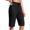 imageG Gradual Womens 13 Long Hiking Shorts with Zipper Pocket Lightweight Quick Dry Knee Length Bermuda Shorts for WomenBlack