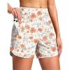 imageG Gradual Womens 5 Swim Board Shorts Quick Dry High Waisted Beach Shorts for Women Swimsuit Bottoms with Liner PocketsOrange Flower