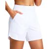 imageG Gradual Womens 5 Swim Board Shorts Quick Dry High Waisted Beach Shorts for Women Swimsuit Bottoms with Liner PocketsWhite