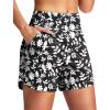 imageG Gradual Womens 5 Swim Board Shorts Quick Dry High Waisted Beach Shorts for Women Swimsuit Bottoms with Liner PocketsWhite Flower
