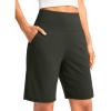 imageG Gradual Womens Bermuda Long Shorts with Pockets 9 High Waisted Knee Length Shorts for Women Walking Athletic WorkoutOlive