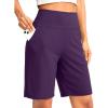 imageG Gradual Womens Bermuda Long Shorts with Pockets 9 High Waisted Knee Length Shorts for Women Walking Athletic WorkoutPurple