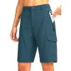 imageWomens 10 Hiking Golf Long Shorts with 5 Pockets Knee Length Lightweight Quick Dry Cargo Bermuda Shorts for WomenDusty Blue