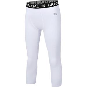 imageG Gradual Boys Compression Leggings Quick Dry Youth Basketball Football Pants Base Layer Sports Tights for BoysA White