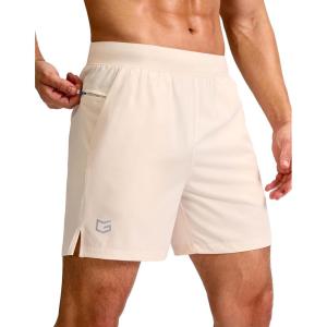 imageG Gradual Mens Athletic Running Shorts 759 Zipper Pocket Lightweight Workout Gym Quick Dry Shorts Golf Tennis HikingBeige