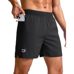 imageG Gradual Mens Athletic Running Shorts 759 Zipper Pocket Lightweight Workout Gym Quick Dry Shorts Golf Tennis HikingBlack
