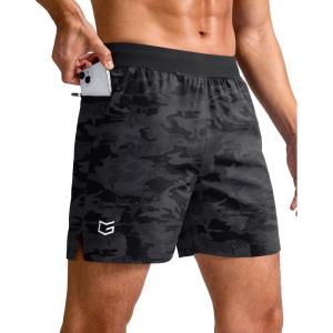 imageG Gradual Mens Athletic Running Shorts 759 Zipper Pocket Lightweight Workout Gym Quick Dry Shorts Golf Tennis HikingBlack Camo