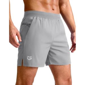 imageG Gradual Mens Athletic Running Shorts 759 Zipper Pocket Lightweight Workout Gym Quick Dry Shorts Golf Tennis HikingBright Grey
