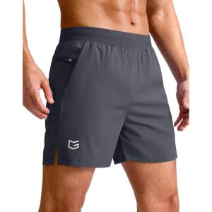 imageG Gradual Mens Athletic Running Shorts 759 Zipper Pocket Lightweight Workout Gym Quick Dry Shorts Golf Tennis HikingDark Grey