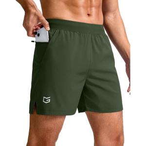 imageG Gradual Mens Athletic Running Shorts 759 Zipper Pocket Lightweight Workout Gym Quick Dry Shorts Golf Tennis HikingDark Olive