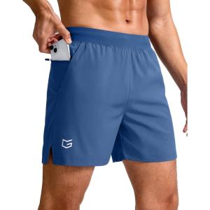 imageG Gradual Mens Athletic Running Shorts 759 Zipper Pocket Lightweight Workout Gym Quick Dry Shorts Golf Tennis HikingDust Blue