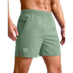 imageG Gradual Mens Athletic Running Shorts 759 Zipper Pocket Lightweight Workout Gym Quick Dry Shorts Golf Tennis HikingGreen Bamboo