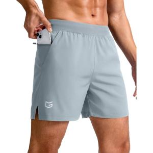 imageG Gradual Mens Athletic Running Shorts 759 Zipper Pocket Lightweight Workout Gym Quick Dry Shorts Golf Tennis HikingLight Grey