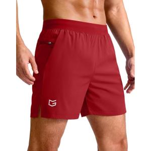 imageG Gradual Mens Athletic Running Shorts 759 Zipper Pocket Lightweight Workout Gym Quick Dry Shorts Golf Tennis HikingRed