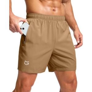 imageG Gradual Mens Athletic Running Shorts with Zipper Pockets Quick Dry 7 5 9 Workout Gym Shorts for Basketball HikingDark Khaki