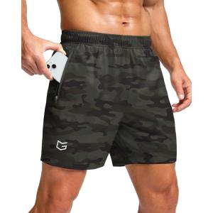imageG Gradual Mens Athletic Running Shorts with Zipper Pockets Quick Dry 7 5 9 Workout Gym Shorts for Basketball HikingGreen Camo