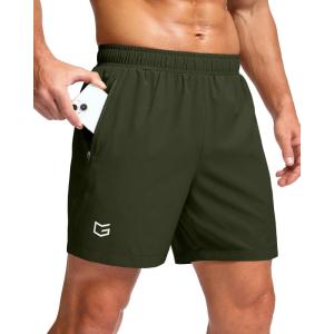 imageG Gradual Mens Athletic Running Shorts with Zipper Pockets Quick Dry 7 5 9 Workout Gym Shorts for Basketball HikingOlive