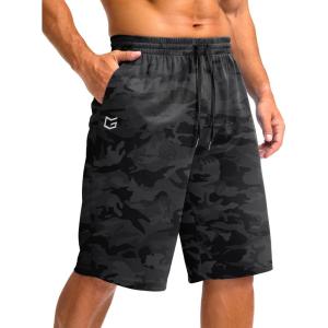 imageG Gradual Mens Athletic Shorts with Pockets 11 Long Basketball Shorts Lightweight Quick Dry Gym Workout Shorts for MenGray Camo