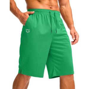 imageG Gradual Mens Athletic Shorts with Pockets 11 Long Basketball Shorts Lightweight Quick Dry Gym Workout Shorts for MenGreen