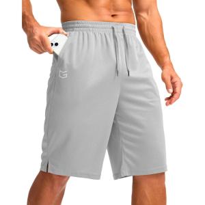 imageG Gradual Mens Athletic Shorts with Pockets 11 Long Basketball Shorts Lightweight Quick Dry Gym Workout Shorts for MenLight Gray