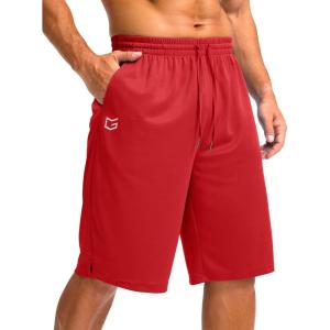 imageG Gradual Mens Athletic Shorts with Pockets 11 Long Basketball Shorts Lightweight Quick Dry Gym Workout Shorts for MenRed