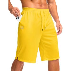 imageG Gradual Mens Athletic Shorts with Pockets 11 Long Basketball Shorts Lightweight Quick Dry Gym Workout Shorts for MenYellow