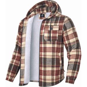 imageG Gradual Mens Flannel Jacket Fleece Sherpa Lined Hoodies Zip Up Plaid Shirt Warm Winter Jackets for Men with Zipper PocketsShale