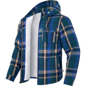 imageG Gradual Mens Flannel Jacket Fleece Sherpa Lined Hoodies Zip Up Plaid Shirt Warm Winter Jackets for Men with Zipper PocketsSlate Hatchet