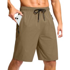 imageG Gradual Mens Swim Trunks 9 Quick Dry Swimming Board Shorts with Zipper Pockets Swimwear Bathing Suit for Men No LinerDark Khaki