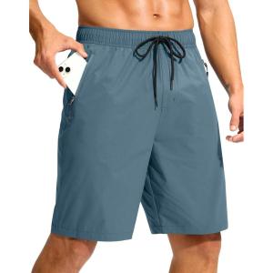 imageG Gradual Mens Swim Trunks 9 Quick Dry Swimming Board Shorts with Zipper Pockets Swimwear Bathing Suit for Men No LinerDusty Blue