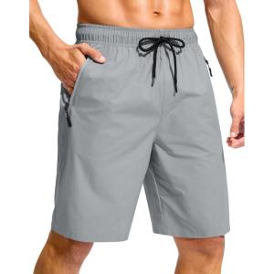 imageG Gradual Mens Swim Trunks 9 Quick Dry Swimming Board Shorts with Zipper Pockets Swimwear Bathing Suit for Men No LinerLight Grey