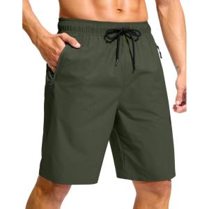 imageG Gradual Mens Swim Trunks 9 Quick Dry Swimming Board Shorts with Zipper Pockets Swimwear Bathing Suit for Men No LinerOlive