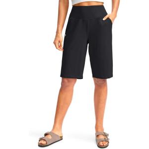 imageG Gradual Womens 12 Bermuda Long Shorts with Pockets High Waisted Stretch Knee Length Shorts for Women Summer WalkingBlack