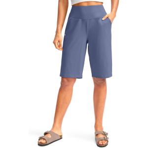 imageG Gradual Womens 12 Bermuda Long Shorts with Pockets High Waisted Stretch Knee Length Shorts for Women Summer WalkingUniverse Blue