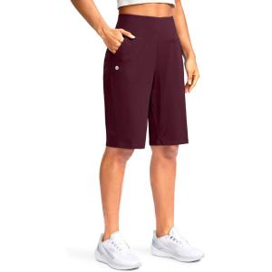 imageG Gradual Womens 12 Bermuda Long Shorts with Pockets High Waisted Stretch Knee Length Shorts for Women Summer WalkingWine