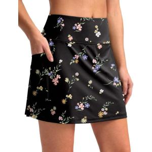imageG Gradual Womens 16 Swim Skirt with Pockets High Waisted Tummy Control Modest Swimsuit Bathing Suit Bottoms for WomenBlack Floral