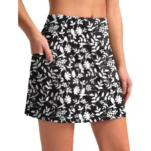 imageG Gradual Womens 16 Swim Skirt with Pockets High Waisted Tummy Control Modest Swimsuit Bathing Suit Bottoms for WomenD White Flower