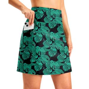 imageG Gradual Womens 18 Long Swim Skirt with Pockets High Waisted Modest Swimsuit Tummy Control Bathing Suit Bottoms for WomenLeaf