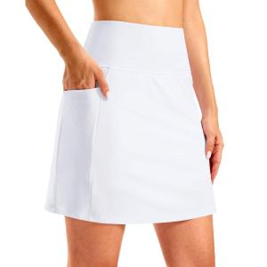 imageG Gradual Womens 18 Long Swim Skirt with Pockets High Waisted Modest Swimsuit Tummy Control Bathing Suit Bottoms for WomenWhite