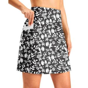 imageG Gradual Womens 18 Long Swim Skirt with Pockets High Waisted Modest Swimsuit Tummy Control Bathing Suit Bottoms for WomenWhite Flower