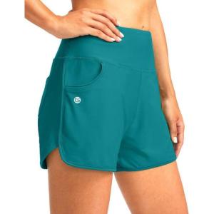 imageG Gradual Womens 3 High Waisted Swim Board Shorts with Pockets Quick Dry Swimsuit Bottoms Bathing Suit for Women with LinerAqua Blue