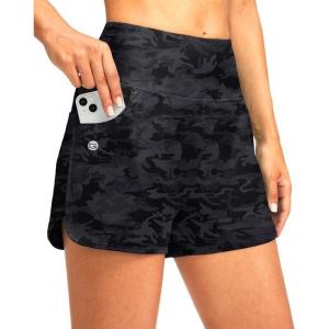 imageG Gradual Womens 3 High Waisted Swim Board Shorts with Pockets Quick Dry Swimsuit Bottoms Bathing Suit for Women with LinerGrey Camo