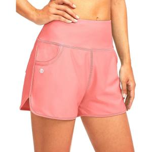 imageG Gradual Womens 3 High Waisted Swim Board Shorts with Pockets Quick Dry Swimsuit Bottoms Bathing Suit for Women with LinerHyper Pink