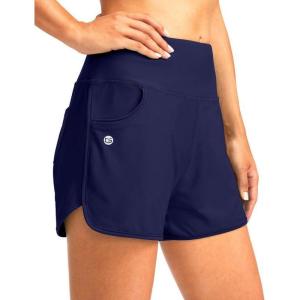 imageG Gradual Womens 3 High Waisted Swim Board Shorts with Pockets Quick Dry Swimsuit Bottoms Bathing Suit for Women with LinerNavy