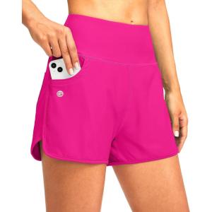 imageG Gradual Womens 3 High Waisted Swim Board Shorts with Pockets Quick Dry Swimsuit Bottoms Bathing Suit for Women with LinerRosy