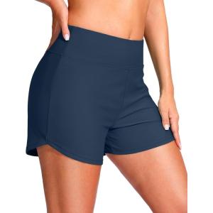 imageG Gradual Womens 4 Swim Board Shorts High Waisted Tummy Control Swimsuit Bathing Suit Bottoms for Women with Liner PocketDark Blue