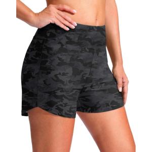 imageG Gradual Womens 4 Swim Board Shorts High Waisted Tummy Control Swimsuit Bathing Suit Bottoms for Women with Liner PocketGrey Camo