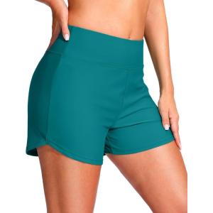 imageG Gradual Womens 4 Swim Board Shorts High Waisted Tummy Control Swimsuit Bathing Suit Bottoms for Women with Liner PocketLake Blue