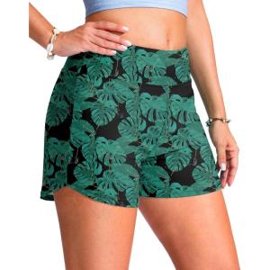 imageG Gradual Womens 4 Swim Board Shorts High Waisted Tummy Control Swimsuit Bathing Suit Bottoms for Women with Liner PocketLeaf